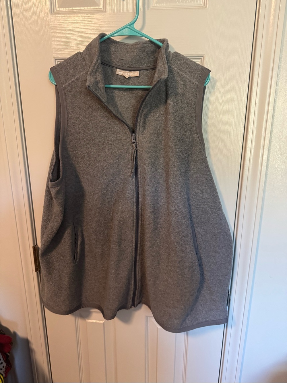 Woman Within Charcoal Gray Full-Zip Fleece Vest